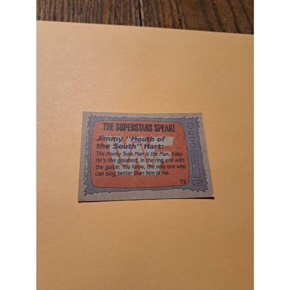 Vintage 1987 WWF Topps Trading Card 72 Honky Tonk Man Jimmy Hart Superstar Speak - Picture 2 of 2